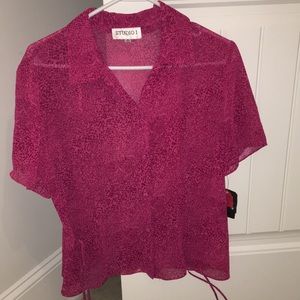 NWT - Pink print sheer shirt!